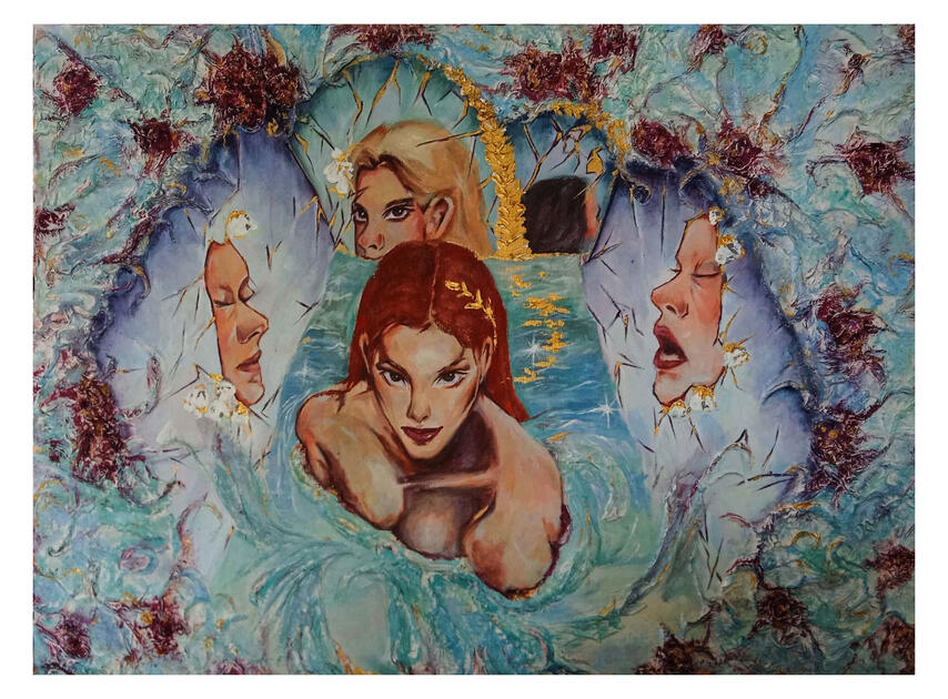 Conundrum (Acrylic on Canvas, Textured with Paper Mache)